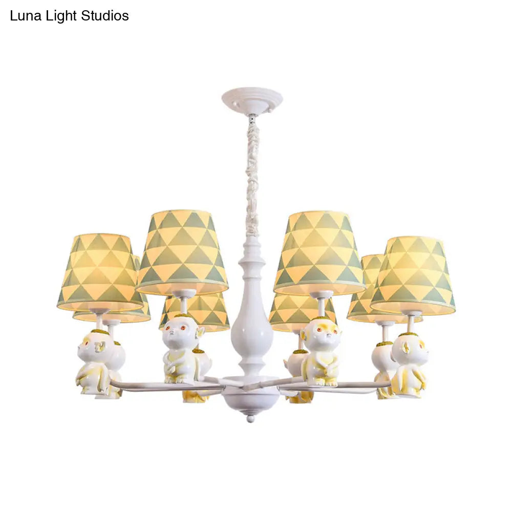 Yellow Nordic Pendant Lights - Fabric Tapered Shade Hanging For Living Room