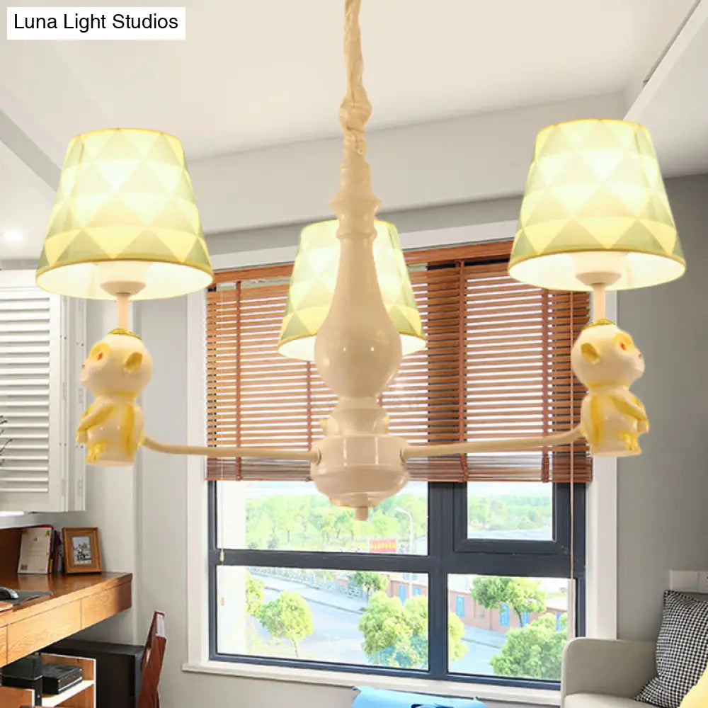 Yellow Nordic Pendant Lights - Fabric Tapered Shade Hanging For Living Room