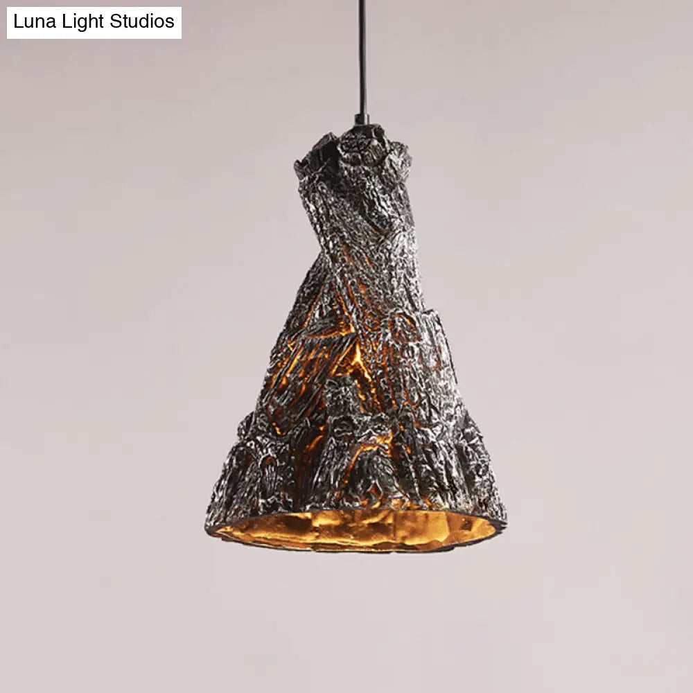 Yellow/Red Hanging Pendant Light For Restaurants - 1 Warehouse Resin Conic Ceiling Fixture