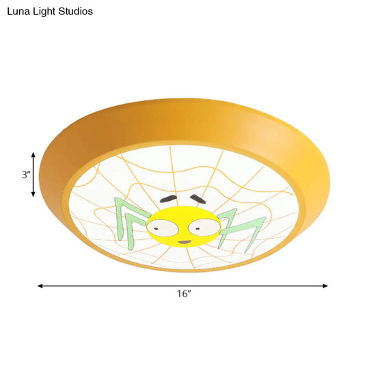 Yellow Round Spider Cartoon Ceiling Light - Acrylic Flush Mount