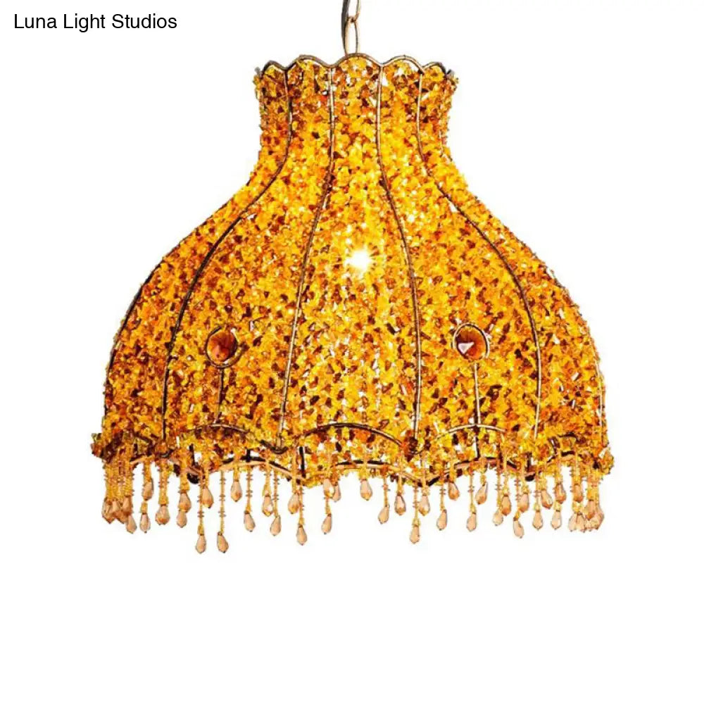 Yellow Scalloped Pendant Lamp - Decorative Metal Restaurant Lighting