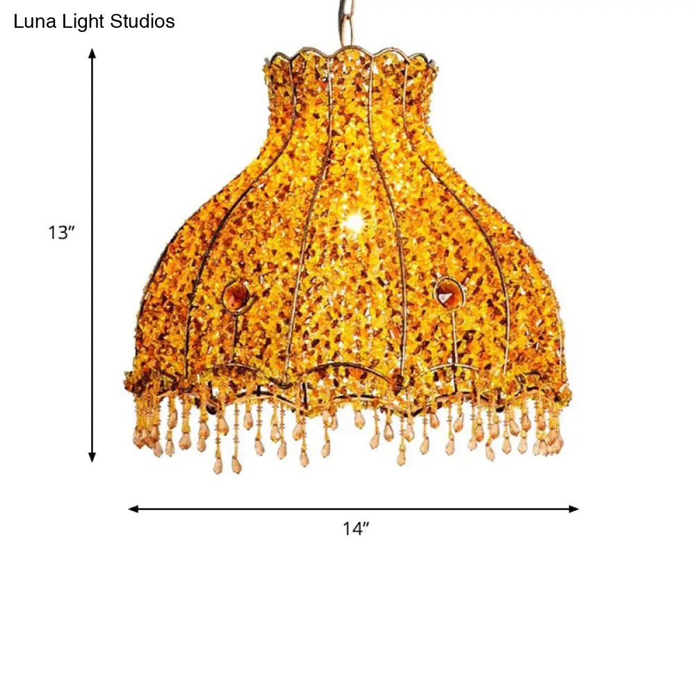 Yellow Scalloped Pendant Lamp - Decorative Metal Restaurant Lighting