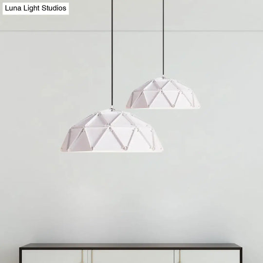 Yellow/White Macaron Domed Pendant Light: 1-Light Metallic Ceiling Lamp For Living Room