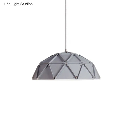 Yellow/White Macaron Domed Pendant Light: 1-Light Metallic Ceiling Lamp For Living Room