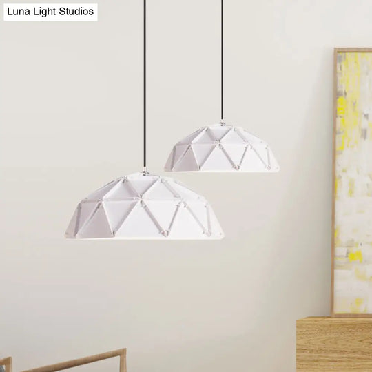 Yellow/White Macaron Domed Pendant Light: 1-Light Metallic Ceiling Lamp For Living Room