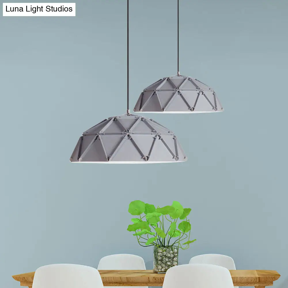 Yellow/White Macaron Domed Pendant Light: 1-Light Metallic Ceiling Lamp For Living Room