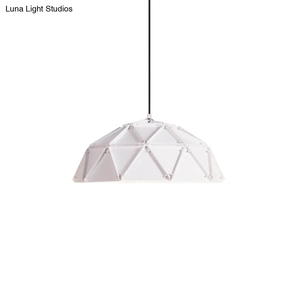 Yellow/White Macaron Domed Pendant Light: 1-Light Metallic Ceiling Lamp For Living Room