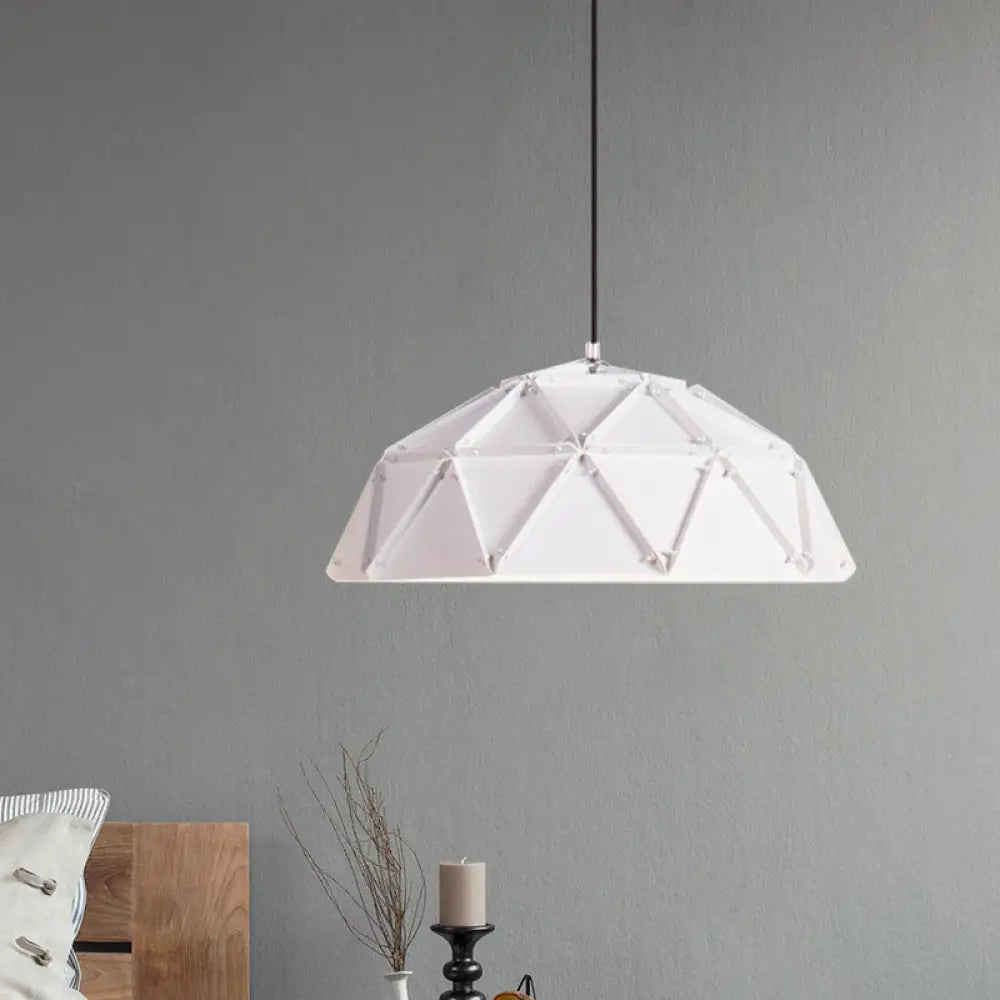 Yellow/White Macaron Domed Pendant Lamp: Modern Metallic Hanging Ceiling Light For Living Room White