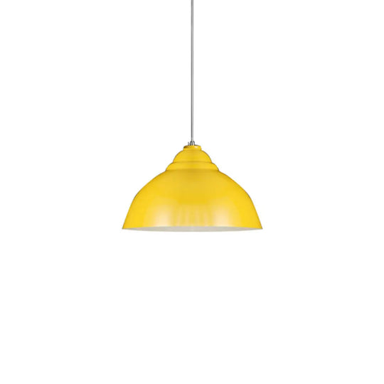 Yellow/White Metal Industrial Pendant Lamp With Domed Shade - Stylish Kitchen Ceiling Fixture Yellow