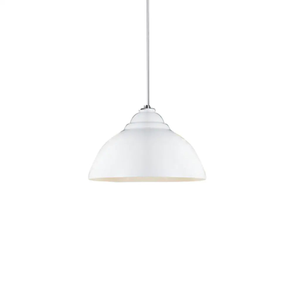 Yellow/White Metal Industrial Pendant Lamp With Domed Shade - Stylish Kitchen Ceiling Fixture White