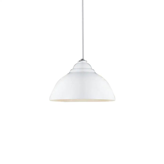 Yellow/White Metal Industrial Pendant Lamp With Domed Shade - Stylish Kitchen Ceiling Fixture White