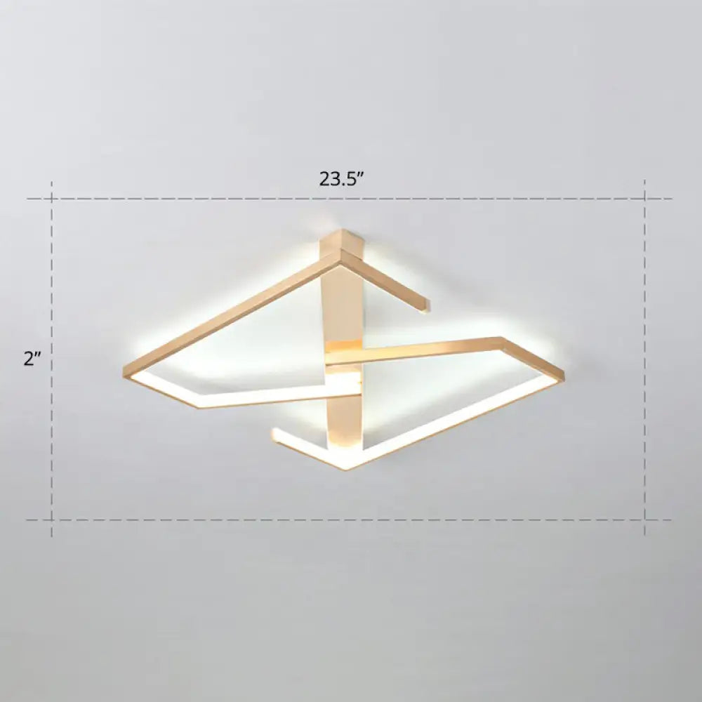 Z - Like Ceiling Mounted Led Flush Mount In Gold - Simplicity Metal Bedroom Light Fixture / 23.5’