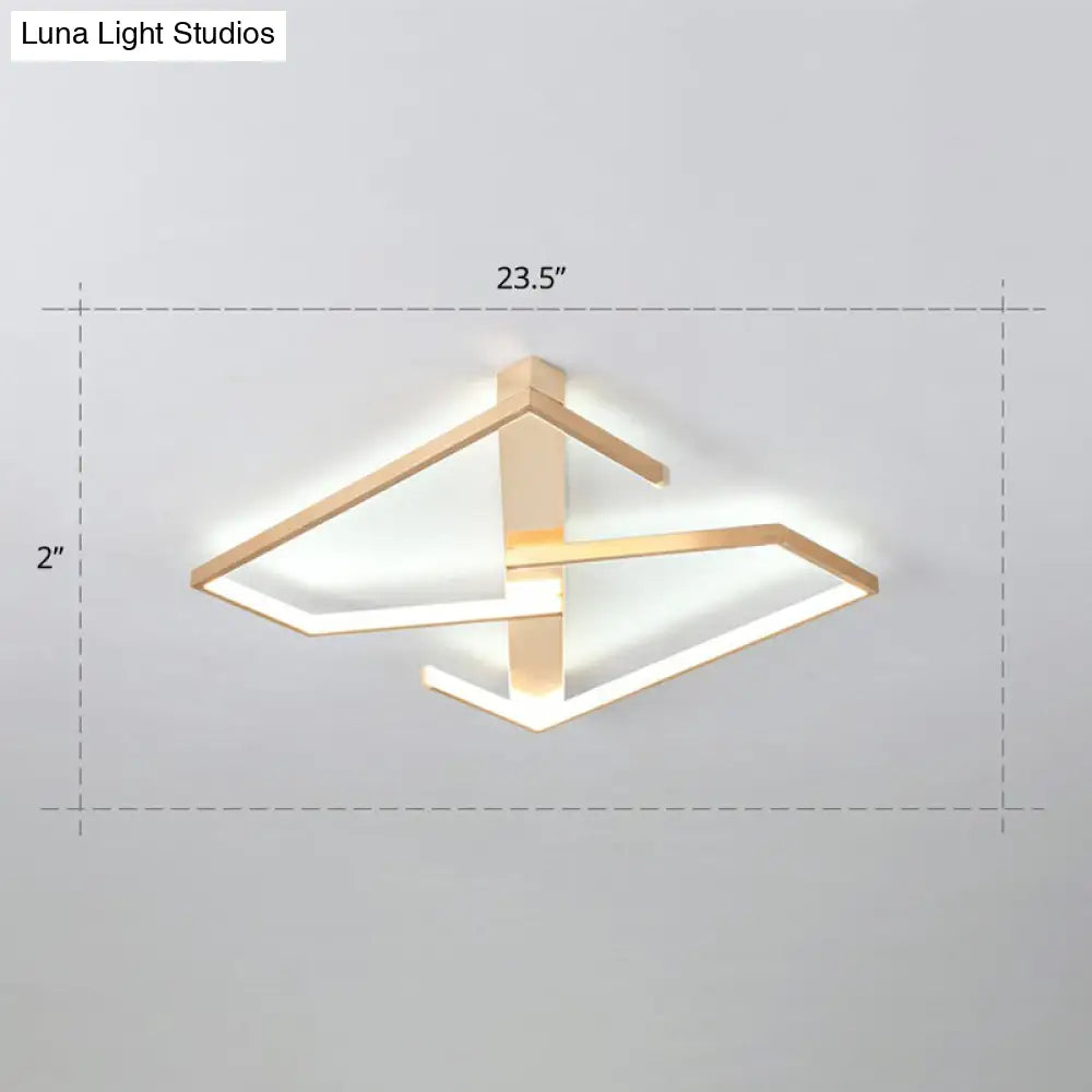 Z-Like Ceiling Mounted Led Flush Mount In Gold - Simplicity Metal Bedroom Light Fixture / 23.5 White