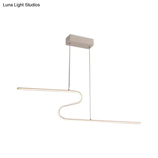 Z-Shaped Linear Island Light Metallic Pendant With Warm/White Led For Dining Room And Kitchen In