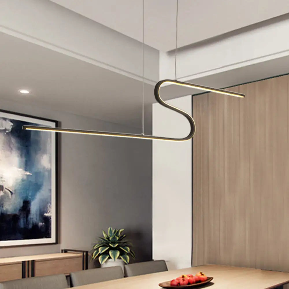 Z-Shaped Linear Island Light Metallic Pendant With Warm/White Led For Dining Room And Kitchen In