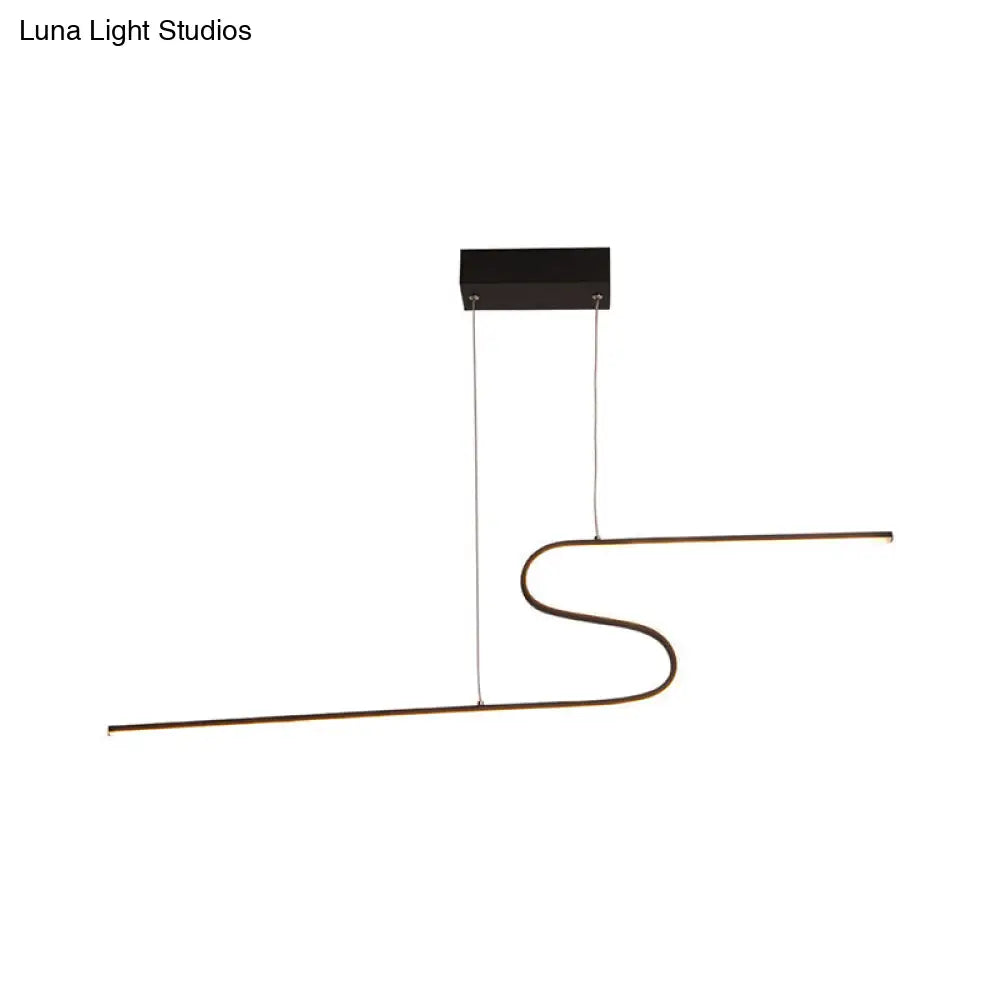 Z-Shaped Linear Island Light Metallic Pendant With Warm/White Led For Dining Room And Kitchen In