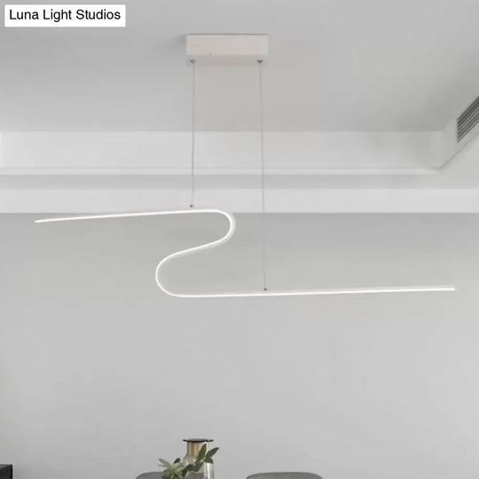 Z-Shaped Linear Island Light Metallic Pendant With Warm/White Led For Dining Room And Kitchen In