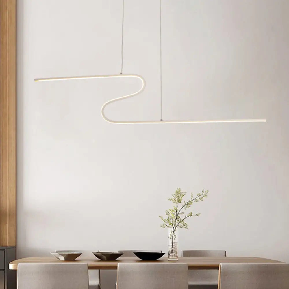 Z-Shaped Linear Island Light Metallic Pendant With Warm/White Led For Dining Room And Kitchen In