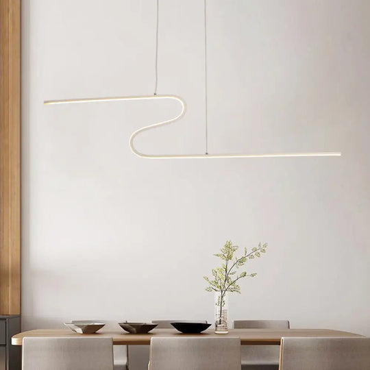 Z-Shaped Linear Island Light Metallic Pendant With Warm/White Led For Dining Room And Kitchen In