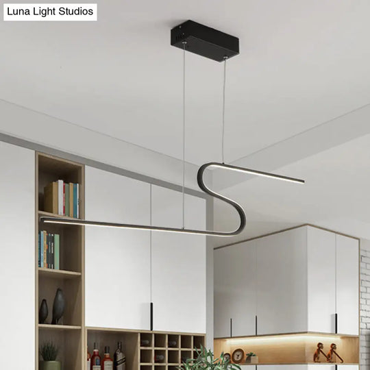 Z-Shaped Linear Island Light Metallic Pendant With Warm/White Led For Dining Room And Kitchen In