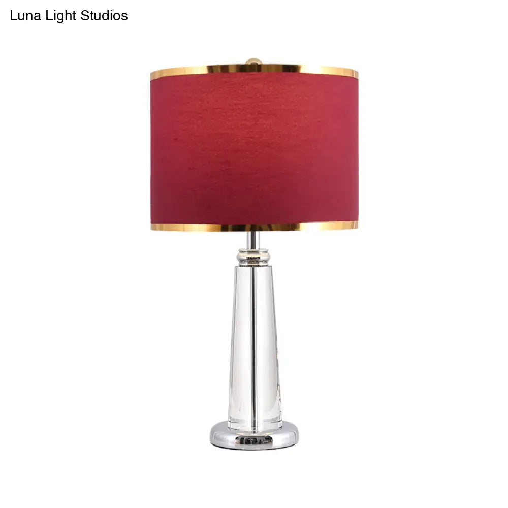 Zoe - Burgundy Circular Nightstand Lamp With Crystal Lamp-Post