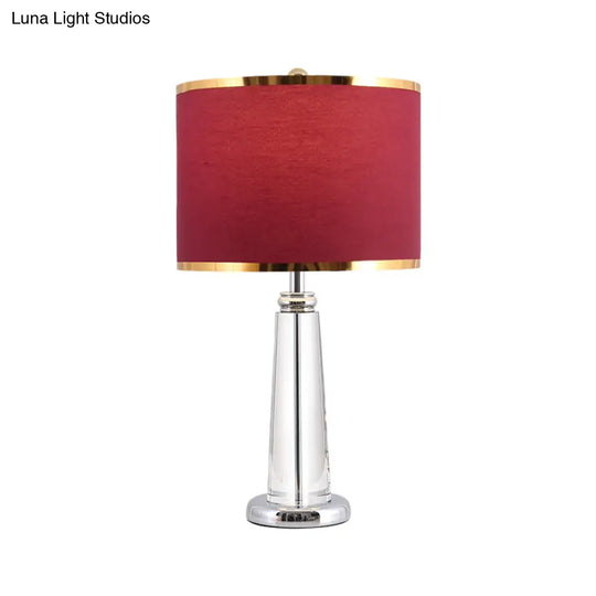 Zoe - Burgundy Circular Nightstand Lamp With Crystal Lamp-Post