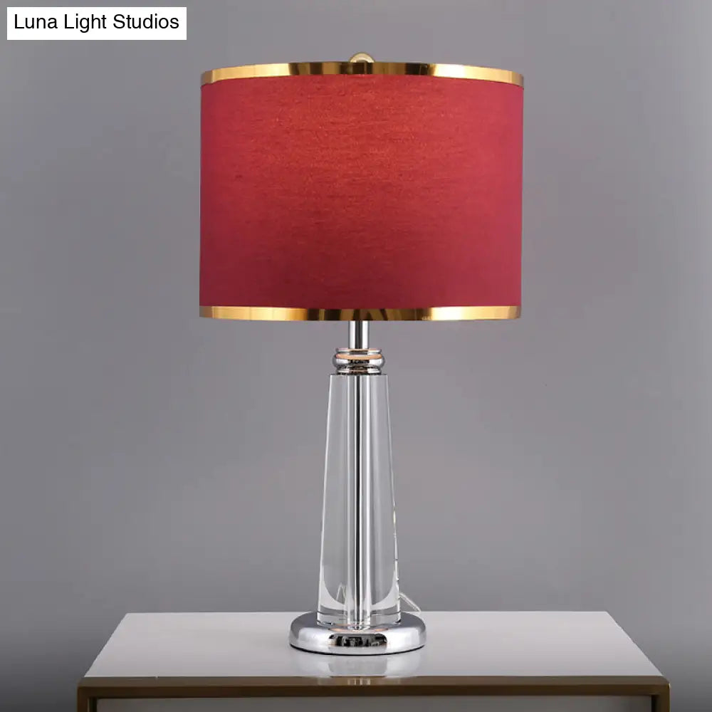 Zoe - Burgundy Circular Nightstand Lamp With Crystal Lamp-Post